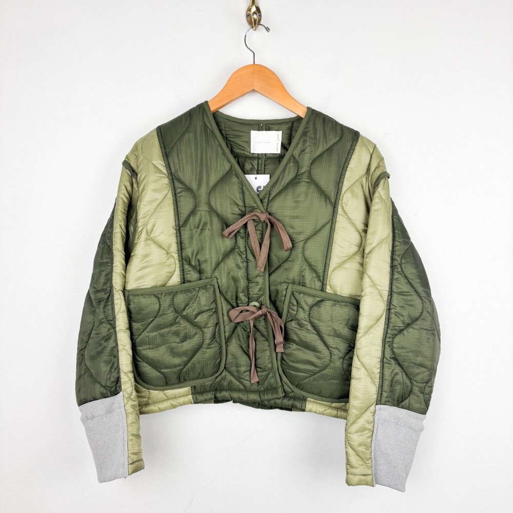 NWT All Row Isabella Green Quilted Tie Jacket Sz M - Picture 2 of 12